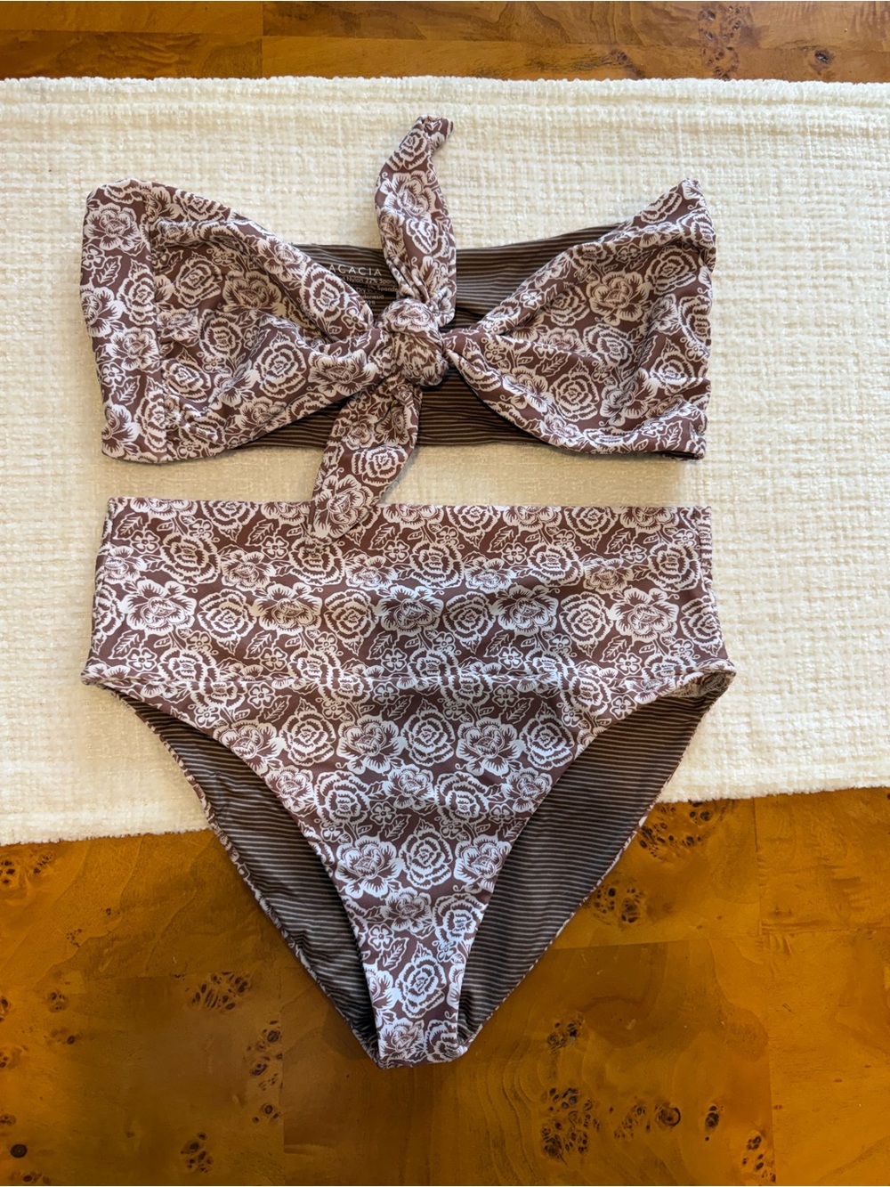 Acacia Swimwear Women’s Floral High-Waist Bikini Set - Brown & White Revolve